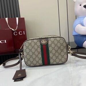 Gucci GG Supreme Crossbody with Green and Red Web